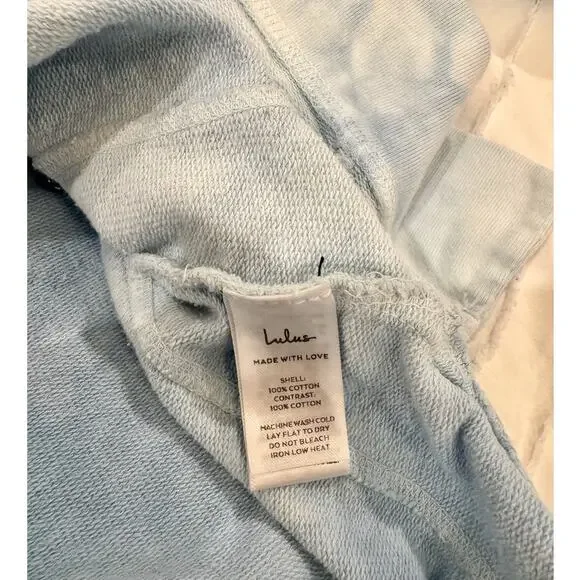Lulus Ice Wash Tie Dye Crewneck Sweatshirt Blue Women’s Large Cloudcore Coastal - Picture 12 of 14
